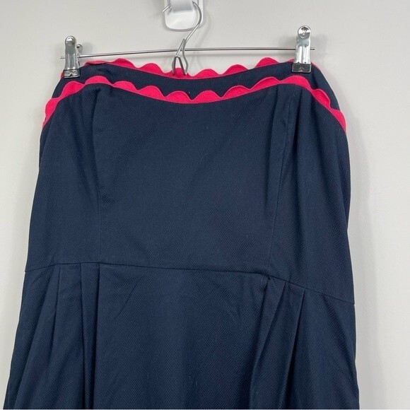 Vineyard Vines Ric Rac Strapless Sweetheart Neck Preppy Dress in Navy & Pink 16 - Picture 6 of 10